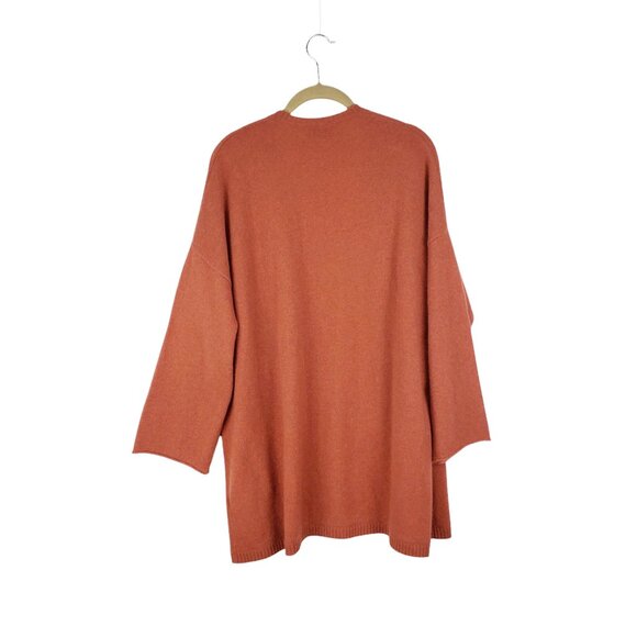 Allude Cashmere Cardigan Open Front Rust Orange Longline Womens Size Small - Picture 2 of 8
